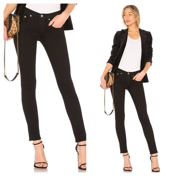 NEW Rag & Bone Mid Rise Skinny Jeans Soft Stretch Denim in Black Women's 24 - Picture 1 of 8
